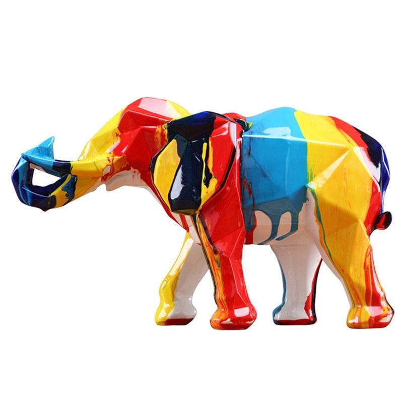 Fashion Splash Colorful Elephant Statue - Playful and Whimsical Decor Ornament