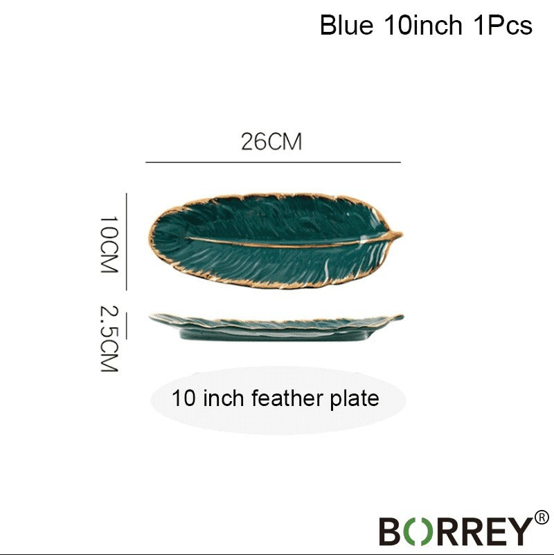 Feather Shape Ceramic Serving Tray - Elegant and Versatile Display Dish Plate