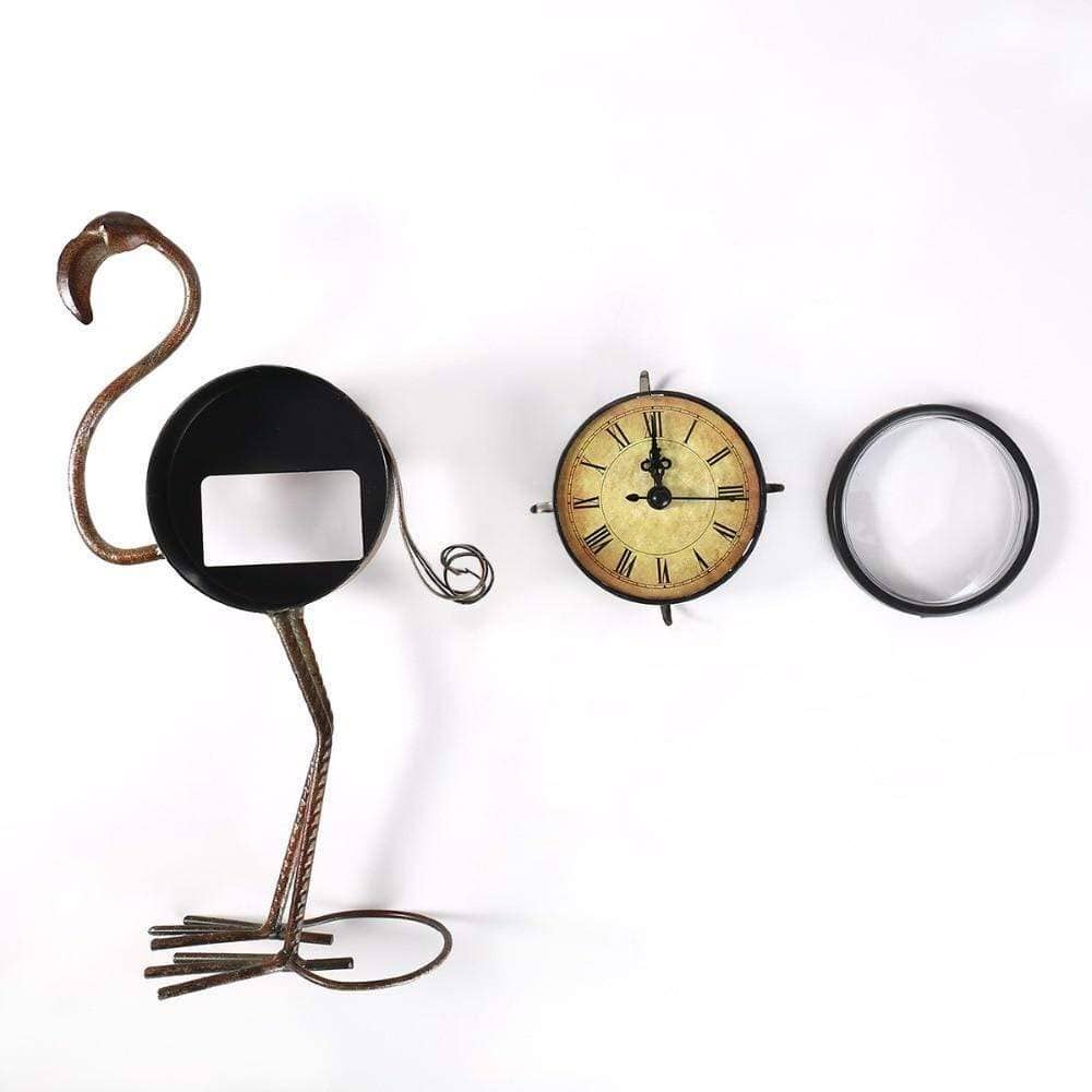 Flamingo Metal Art Decor Clock - Vintage & Whimsical Home Decoration