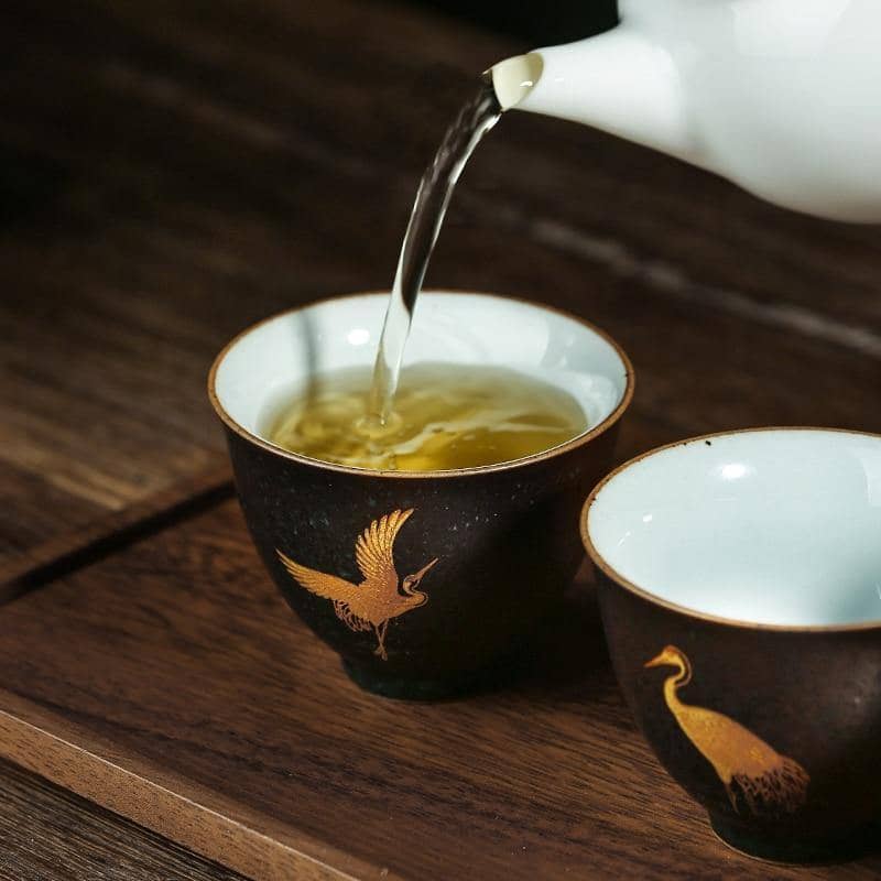 Flying Crane Kung Fu Tea Cup Set: Traditional and Artistic Dining Collection