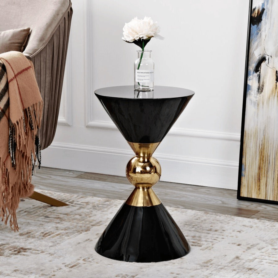 Golden Funnel Coffee Table: Modern and Chic Round Side Table