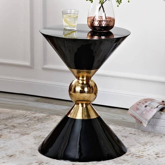 Golden Funnel Coffee Table: Modern and Chic Round Side Table