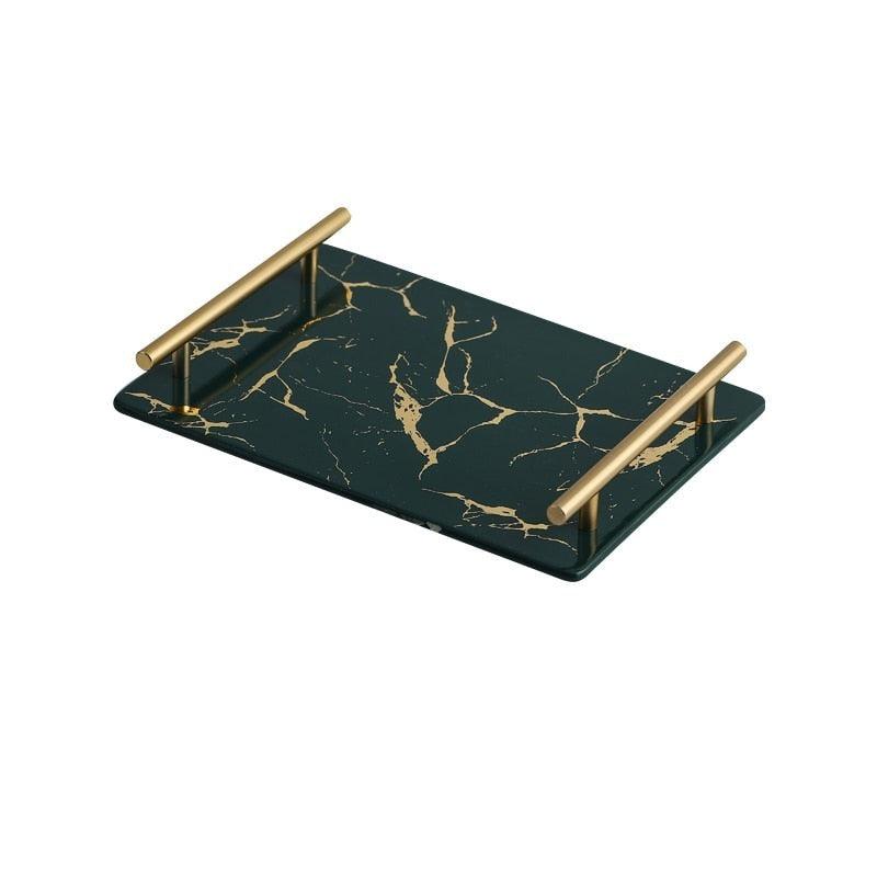 Golden Marble Glazed Tray: Stylish and Versatile Decor
