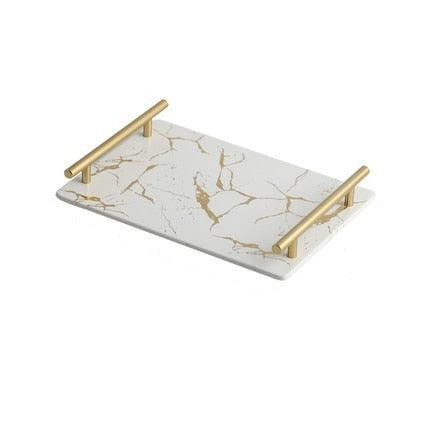 Golden Marble Glazed Tray: Stylish and Versatile Decor