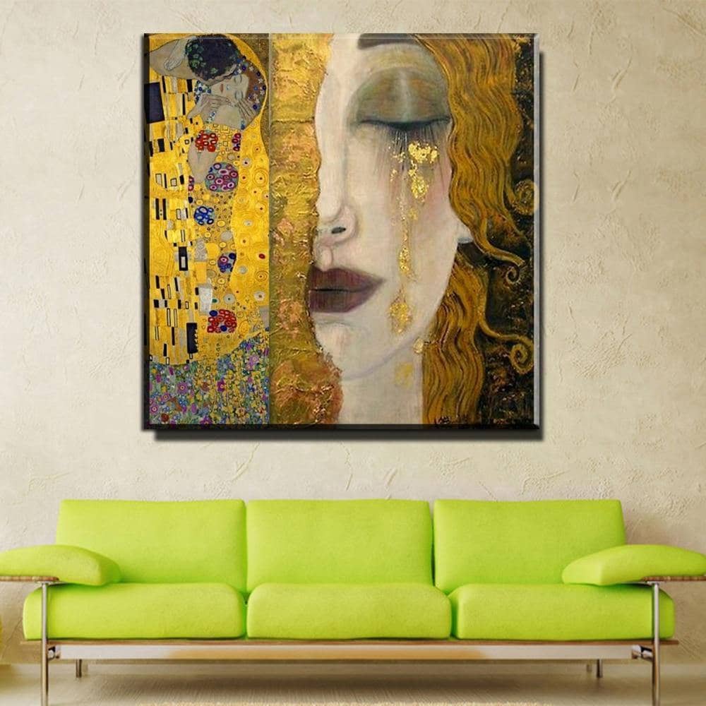 Golden Tears Klimt CanvasArt: Hand-Painted Reproduction on Canvas