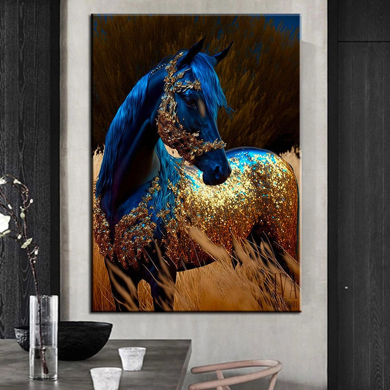 Graceful Equine Beauty: Golden Blue Horse