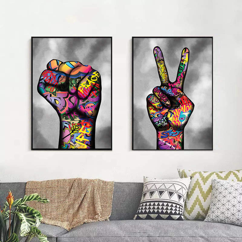 Graffiti Celebration - Colorful Victory Hand