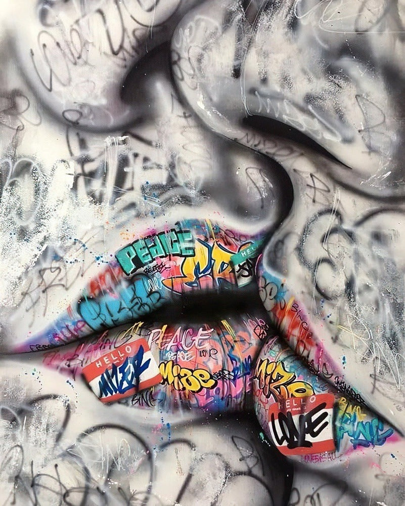 Graffiti Kiss - Love and Peace Lips Wall