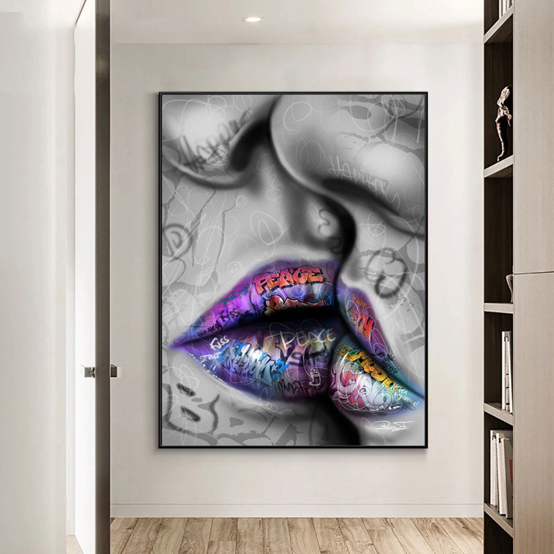 Graffiti Love: Lips with Love and Peace