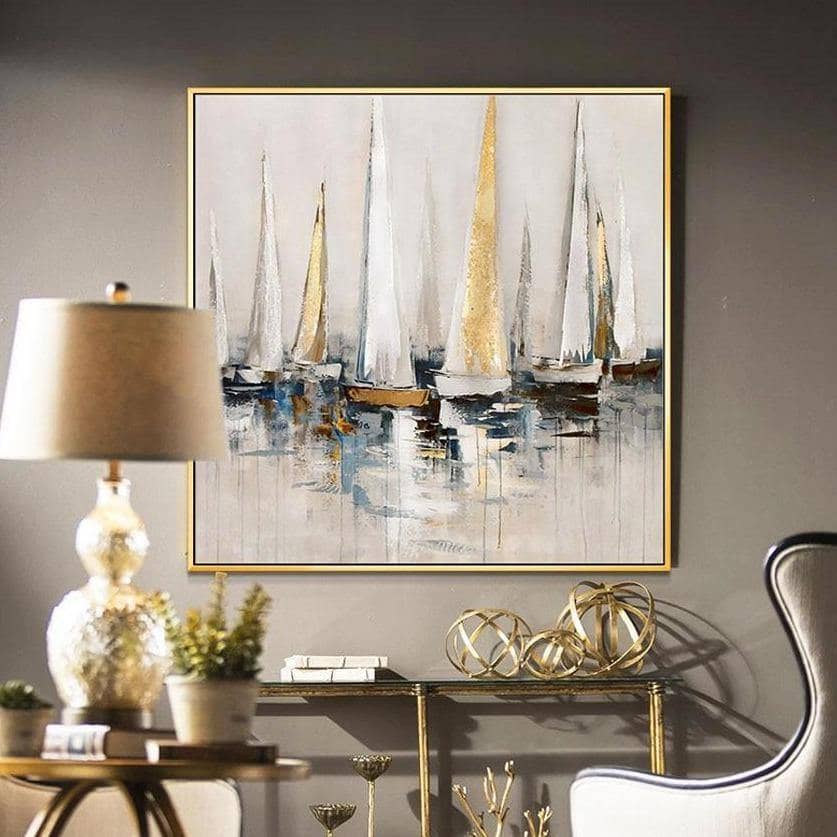 Hand-painted Sailing Boats Wall Art - Seascape Scenery Poster
