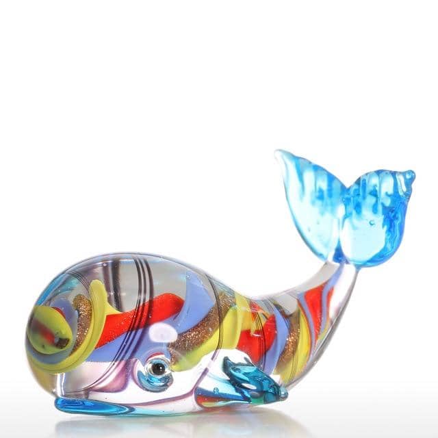 Handblown Glass Whale Figurine - Modern & Stylish Home Decor