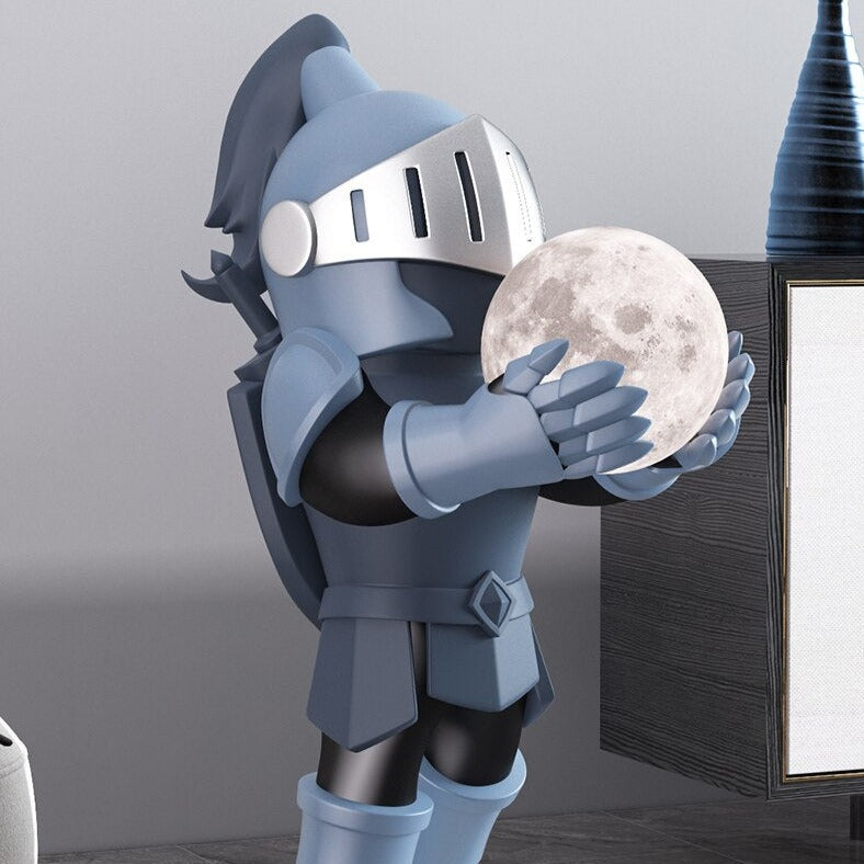 Knight Resin Moon Lamp Sculpture - 80cm Ornament, Light Up Your Home