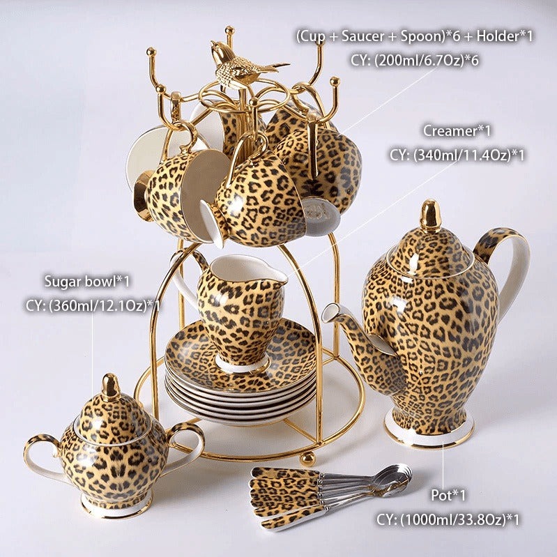 Leopard Bone China Set - Afternoon Coffee Tea Cup