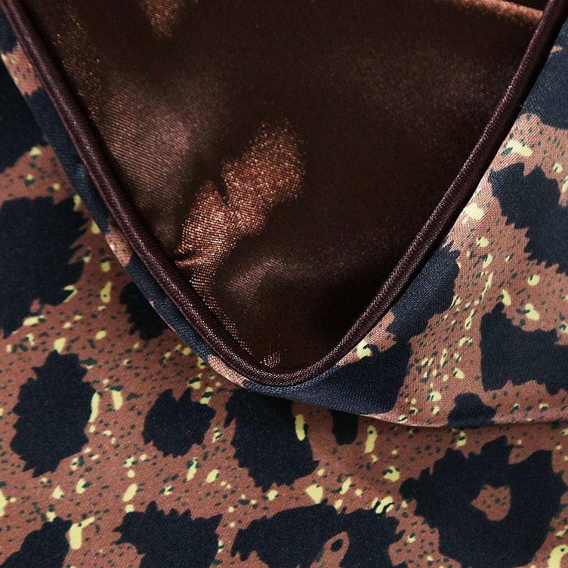 Leopard Silky Satin Duvet Cover Comforter 4Pcs Bedding Set