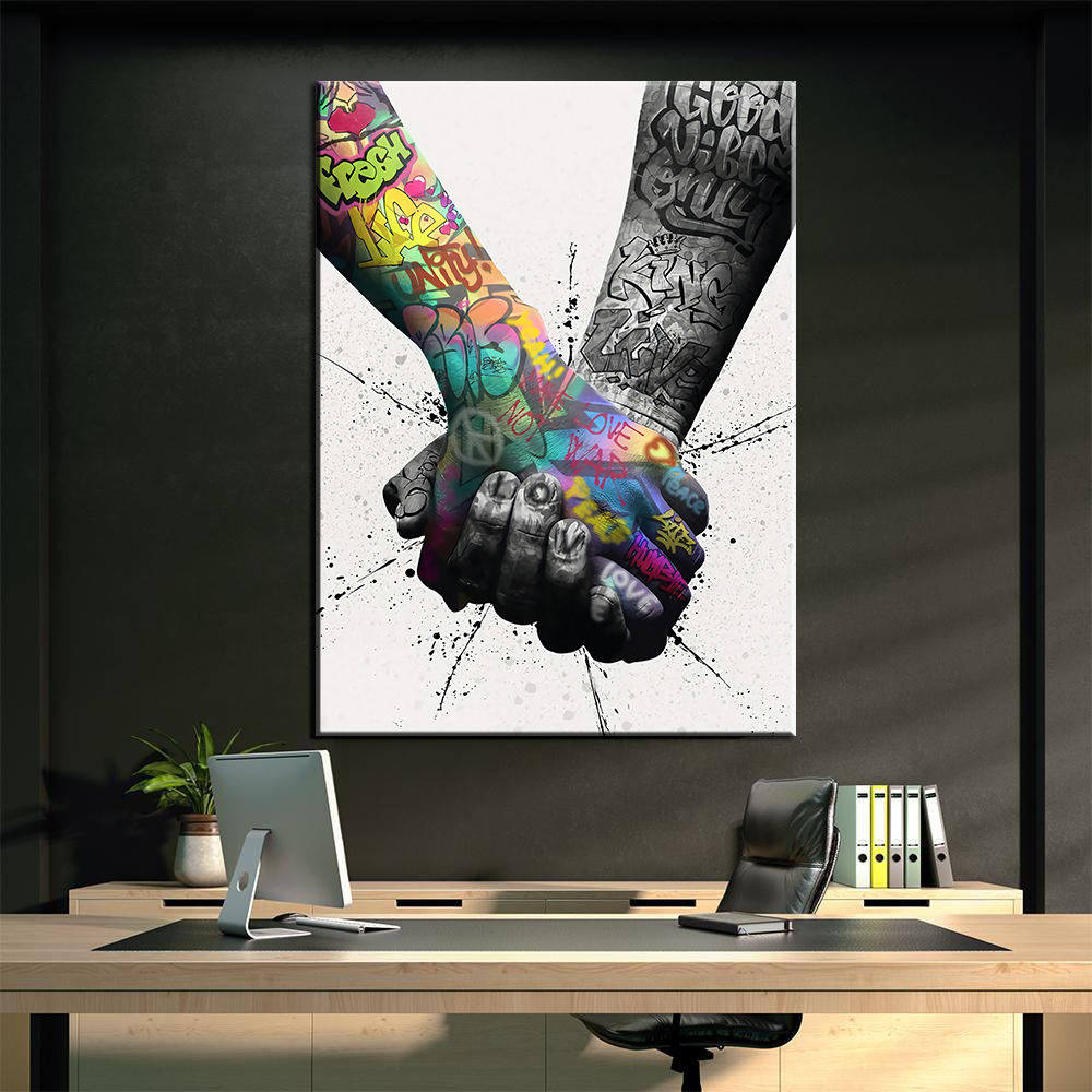 Let's Go Hand in Hand Graffiti - Playful and Inspirational Wall Poster