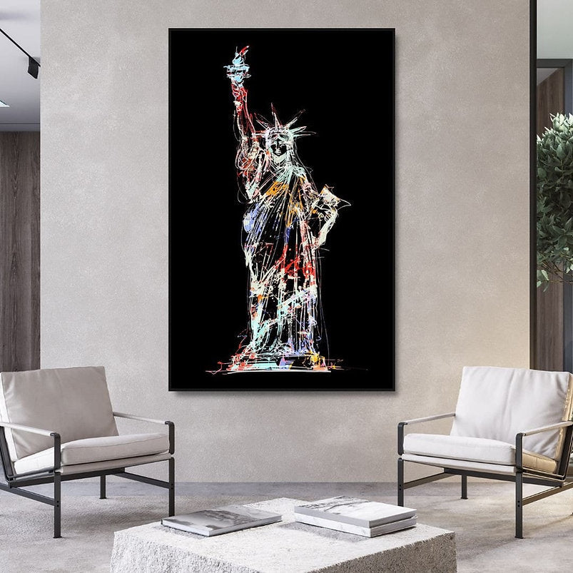 Liberty's Abstract Glow: Statue of Liberty