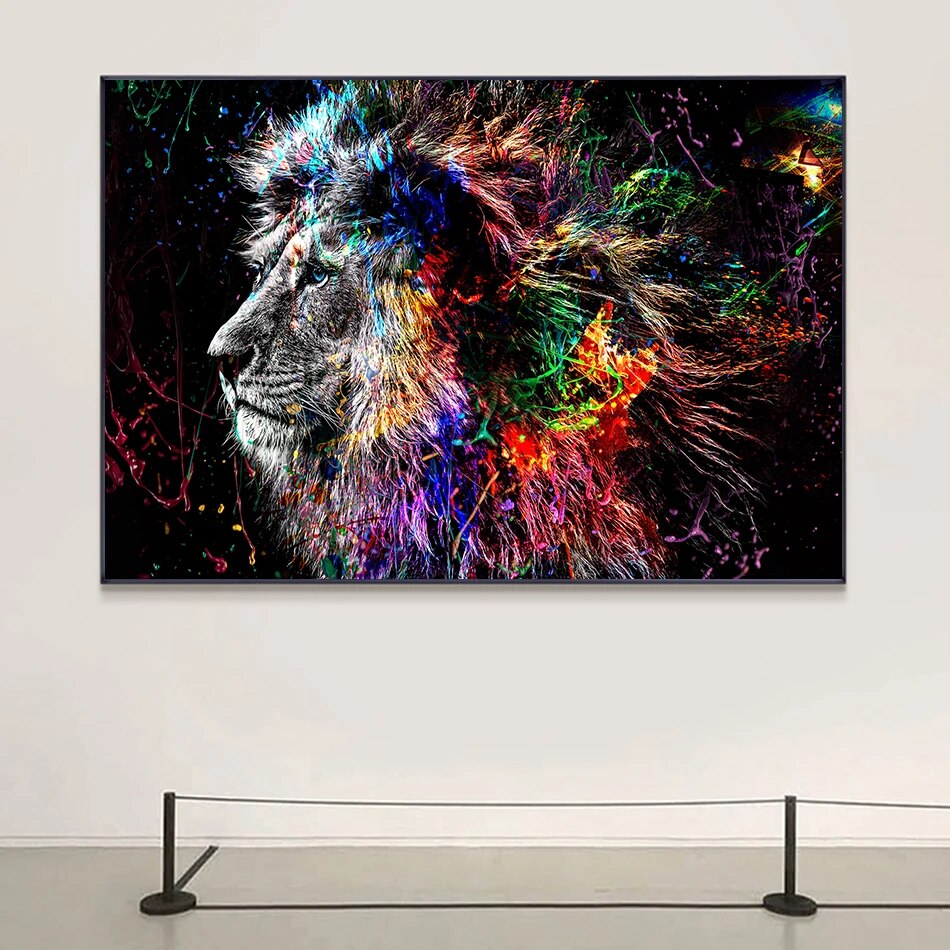 Lively Lion: Colorful Splash