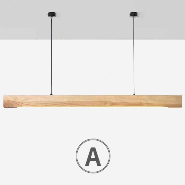 Long Strip Wood LED Ceiling Lamp - Minimalistic Design & Natural Finish