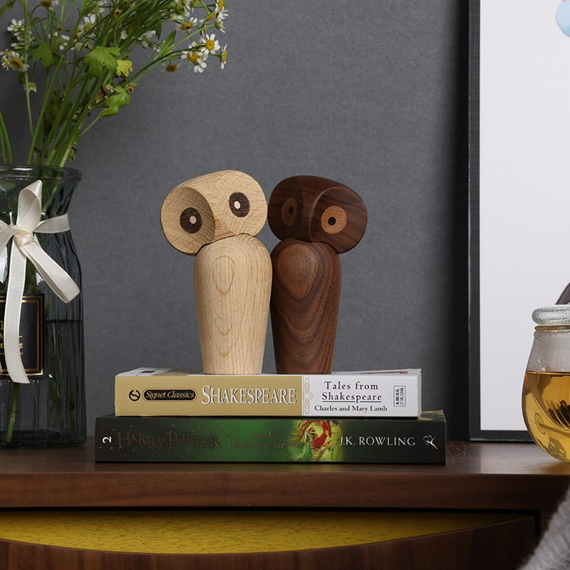 Lovely Owl Animal Wooden Figurines - Nordic Home Decor