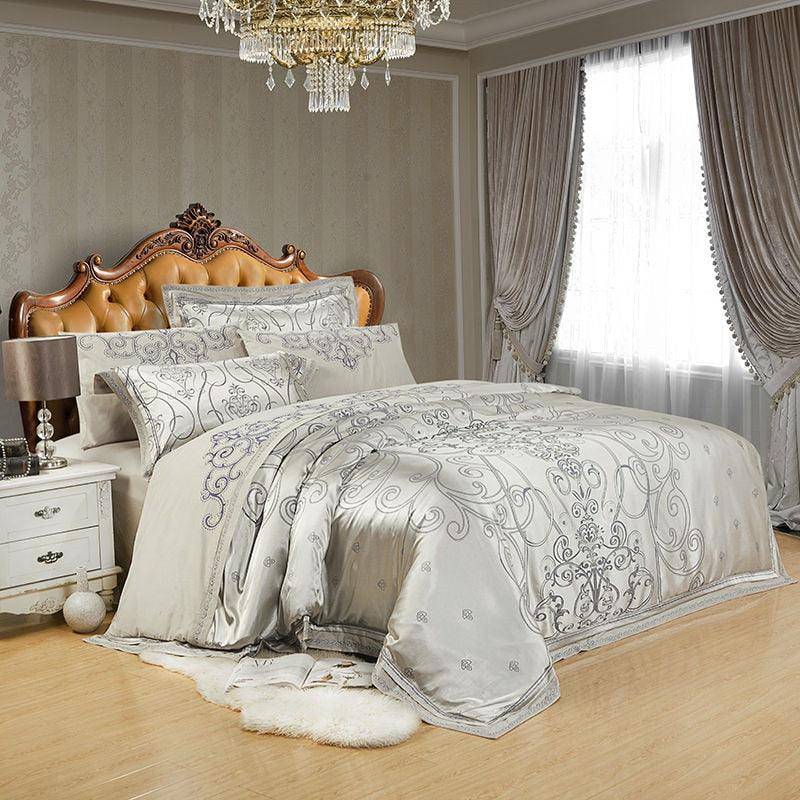 Luxurious Silk Satin Cotton Jacquard Duvet Cover Bedding Set - Stylish and Personalized