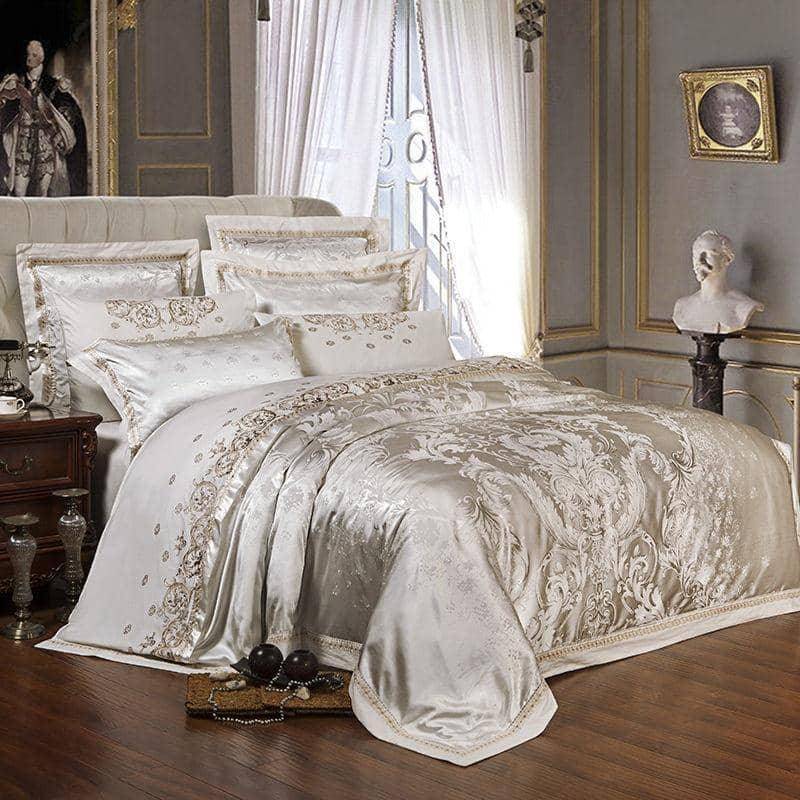 Luxurious Silk Satin Cotton Jacquard Duvet Cover Bedding Set - Stylish and Personalized