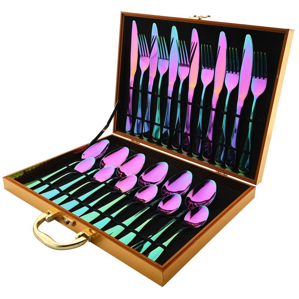 Luxury 24pcs Elegant Dining Cutlery Set with Complete Flatware Collection