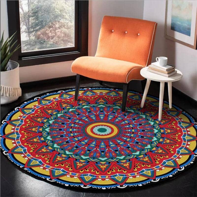 Mandala Flower Round Area Rug - Elegant Touch for Your Space