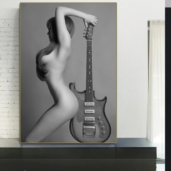 Melodic Serenity: Nordic Style Beauty with Guitar Wall