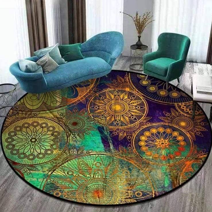 Mesmerizing Mandala Flower Round Area Rug: Enliven Your Living Room
