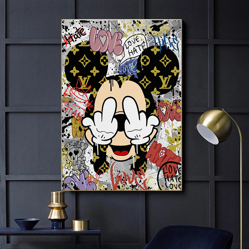 Mickey Mouse Cartoon Fashion: Whimsical Disney Fans Wall Poster