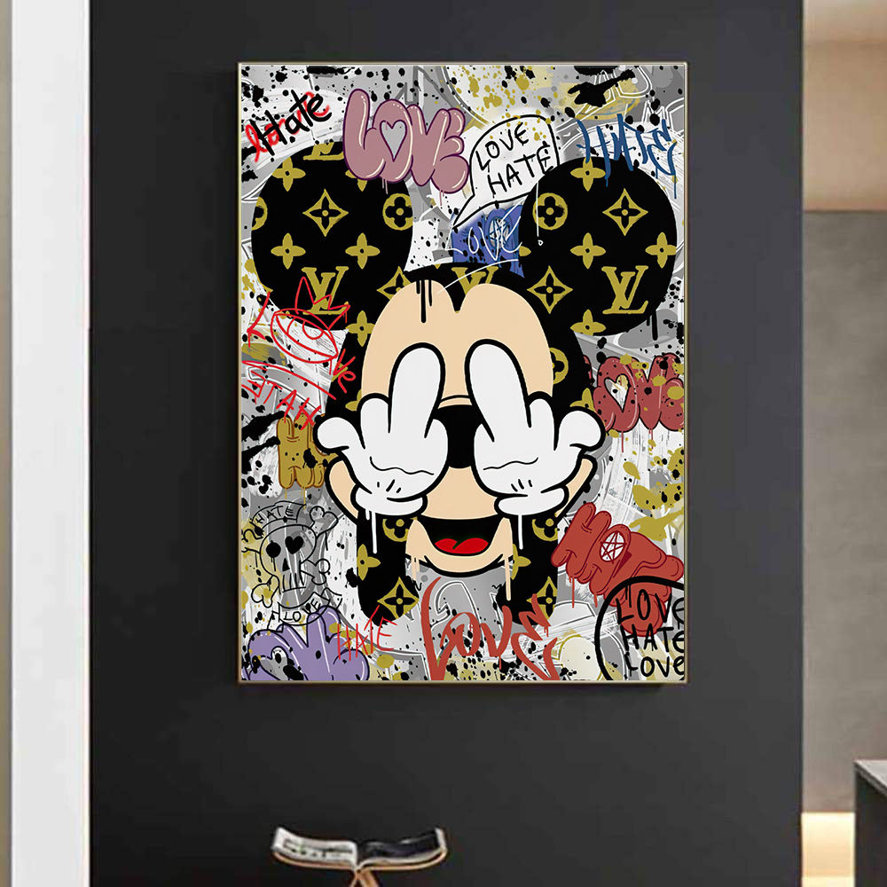 Mickey Mouse Cartoon Fashion: Whimsical Disney Fans Wall Poster