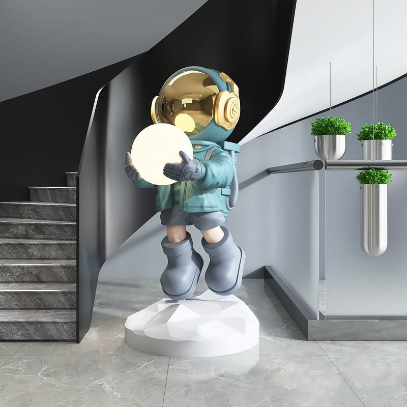 Modern 80cm Astronaut Moon Light Statue: A Cosmic Home Accent