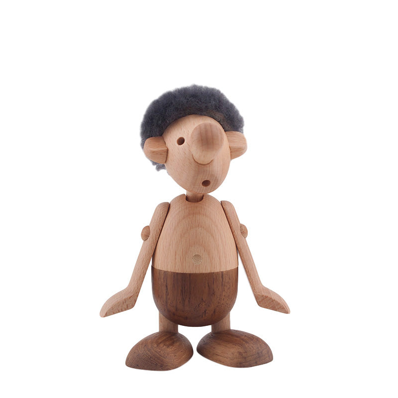 Movable Joint Wooden Puppet Man - Skillfully Handcrafted Home Decor