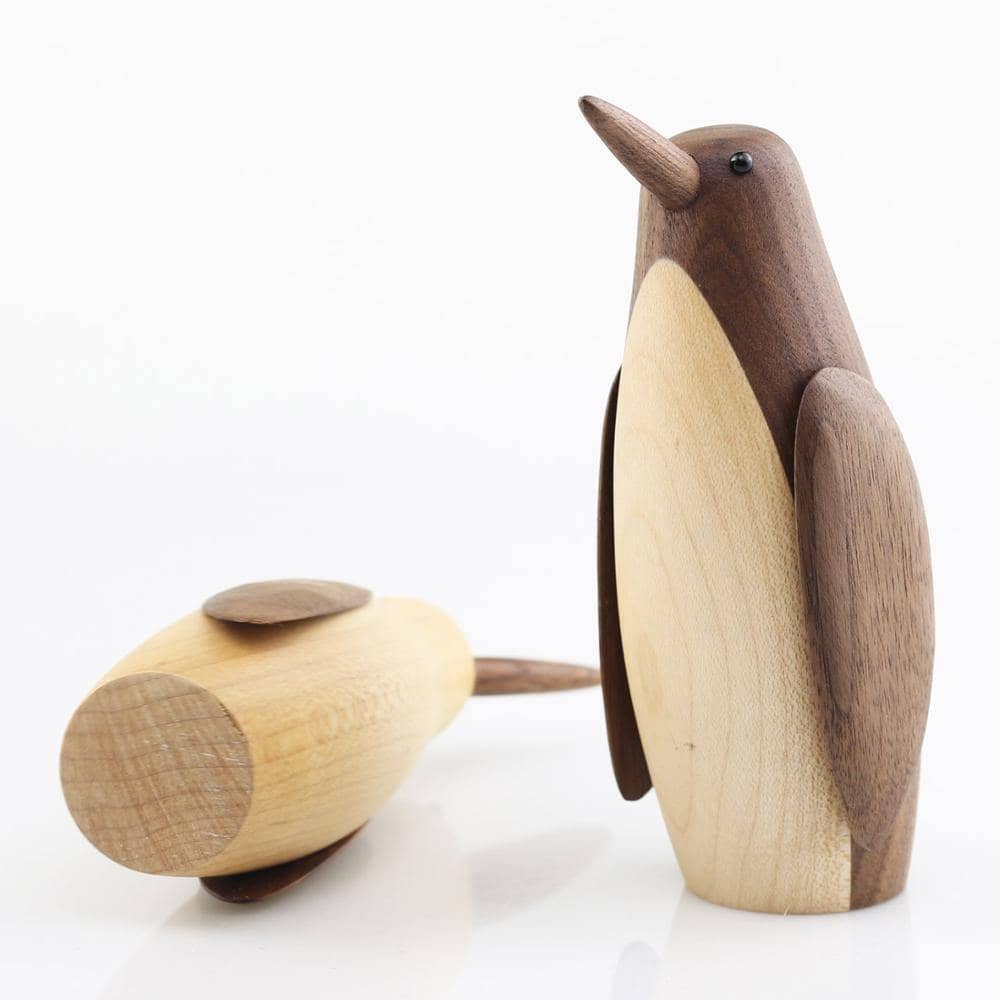 Natural Wood Penguin Sculpture - Nordic Home Decor for Animal Lovers
