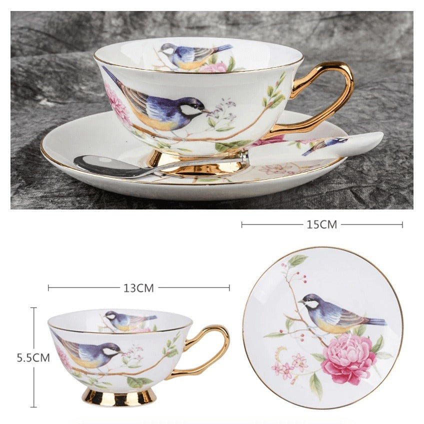 Noble Bone China Coffee Cup Set - Elegant Tea Time