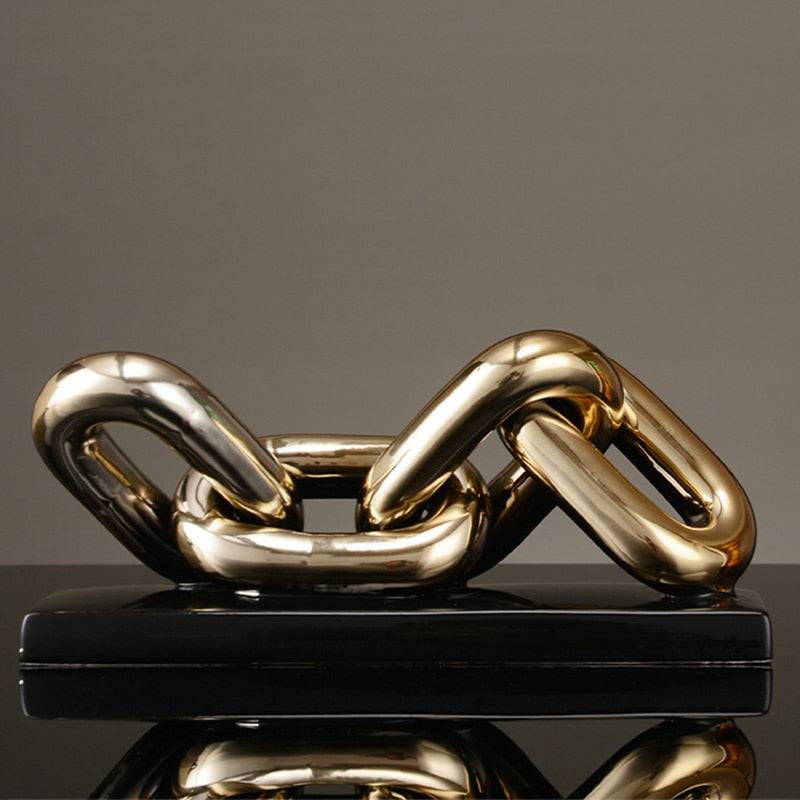 Nordic Golden Chain Sculpture - Ceramic Craft Decoration