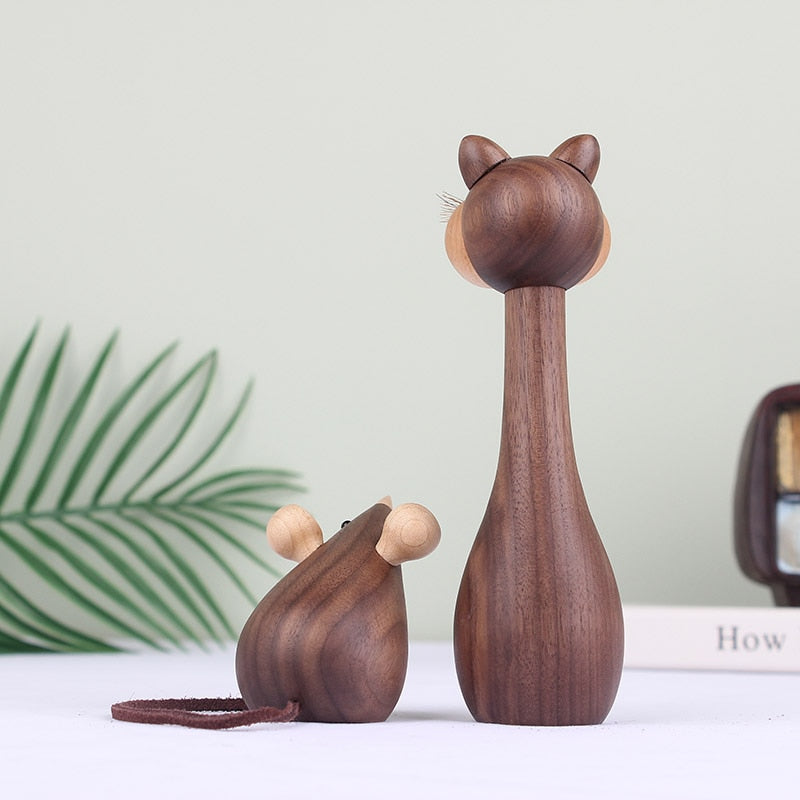 Nordic Wood Mouse Figure - Cute & Quirky Home Decoration