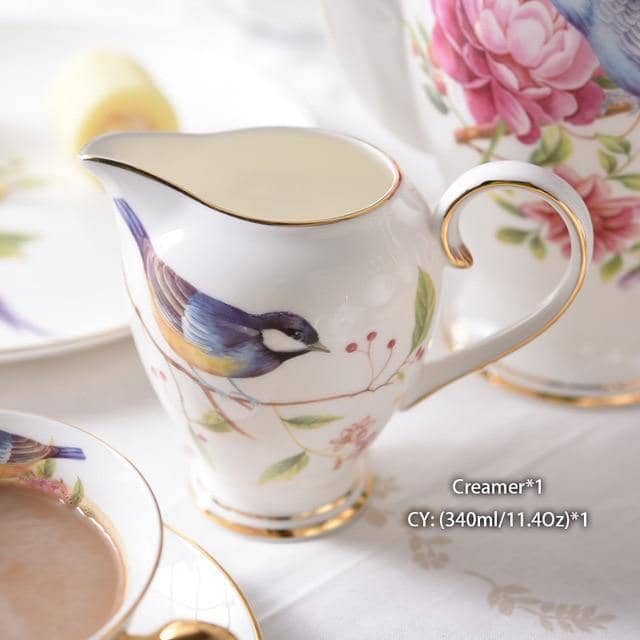 Pastoral Bird Tea Set - Elegant Afternoon Coffee Time