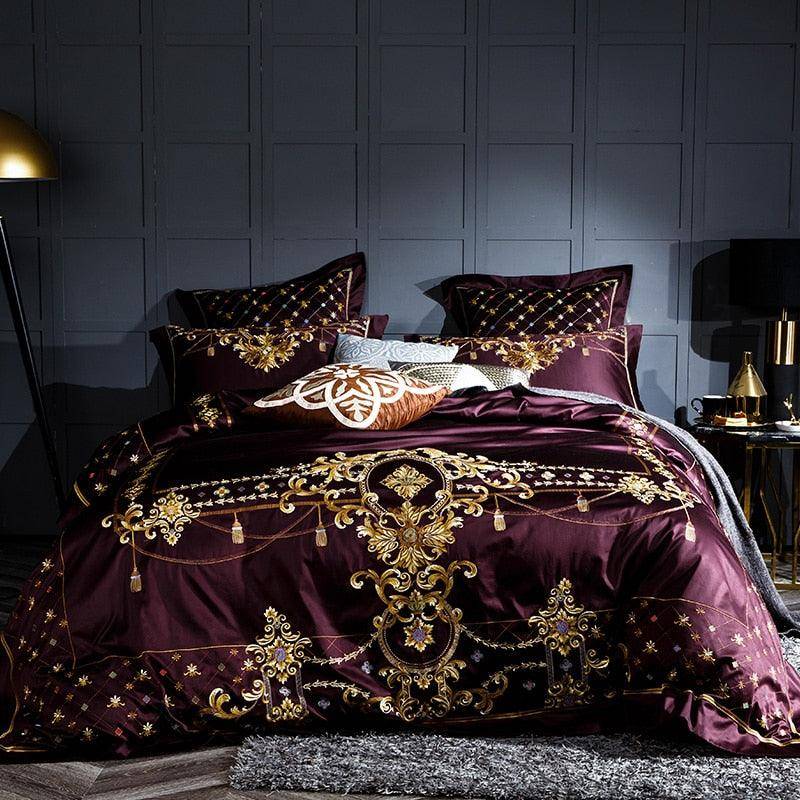 Personalized Luxury Embroidery 1000TC Egyptian Cotton Bedding Set - Queen/King Size