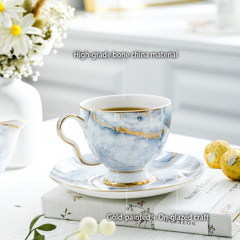 Personalized Luxury Nordic Porcelain Bone China Coffee and Tea Cup Set