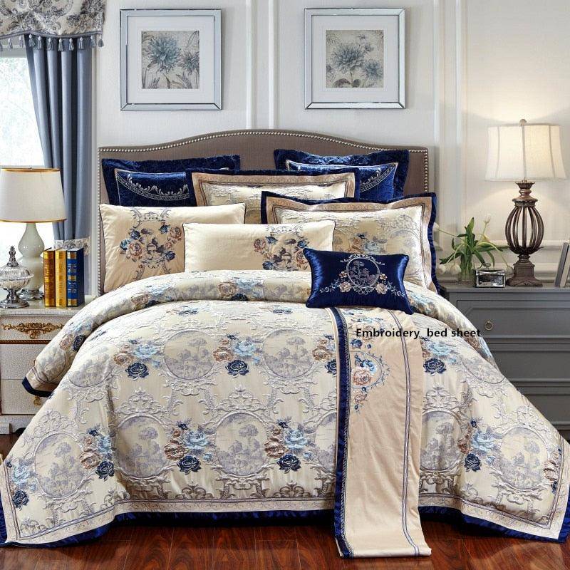 Personalized Luxury Royal Stain Jacquard Egyptian Cotton Bedding Set - King and Queen Size