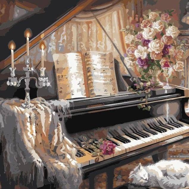 Piano DIY Canvas Painting - Creative Musical Decor