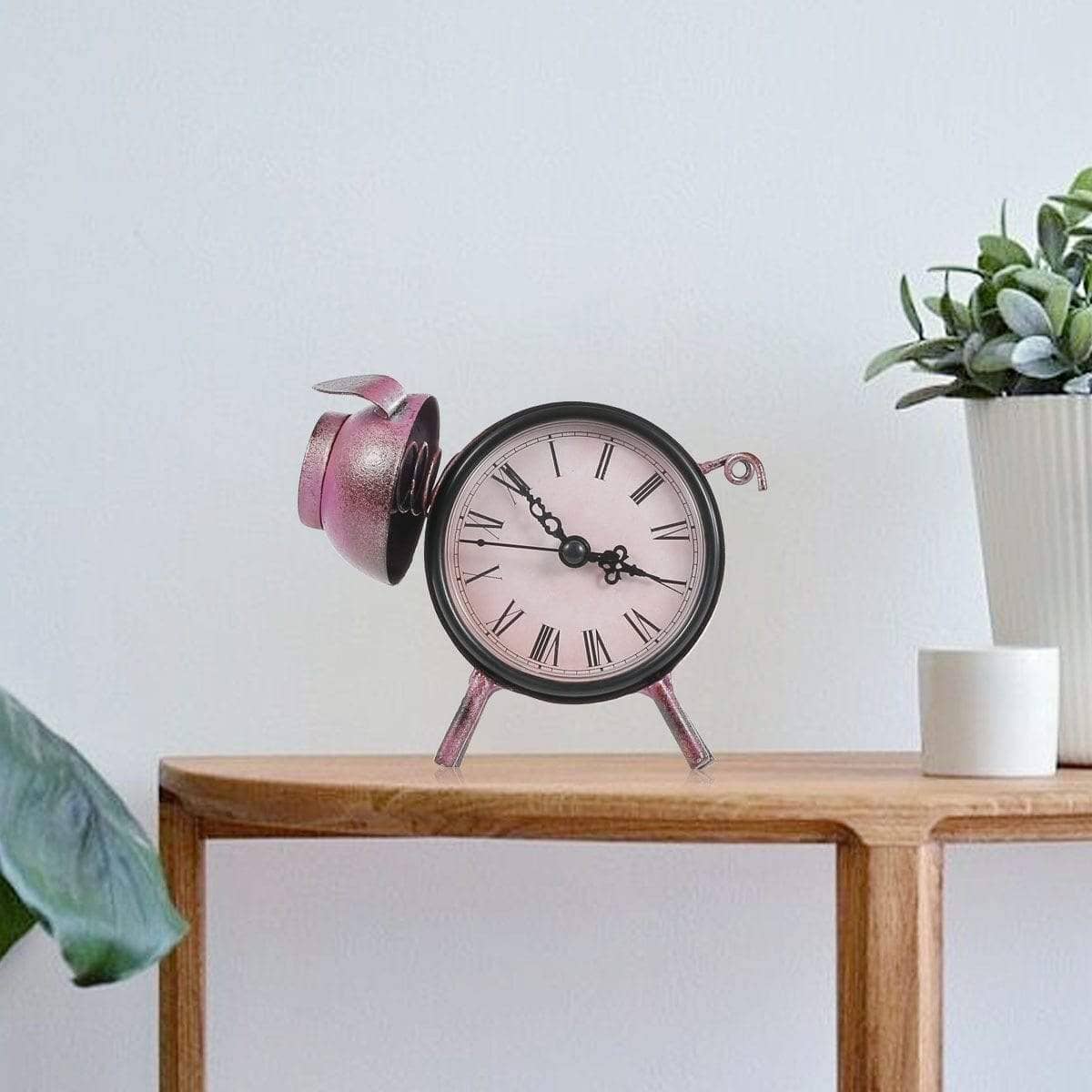 Piggy Metal Decor Table Clock - Cute & Quirky Home Decoration