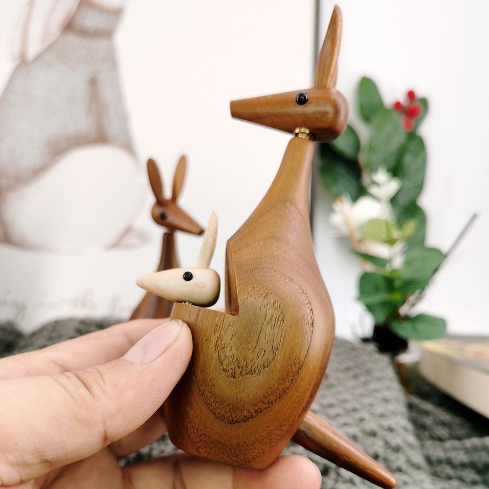 Playful Kangaroo Wooden Figure - Nordic and Playful Decor