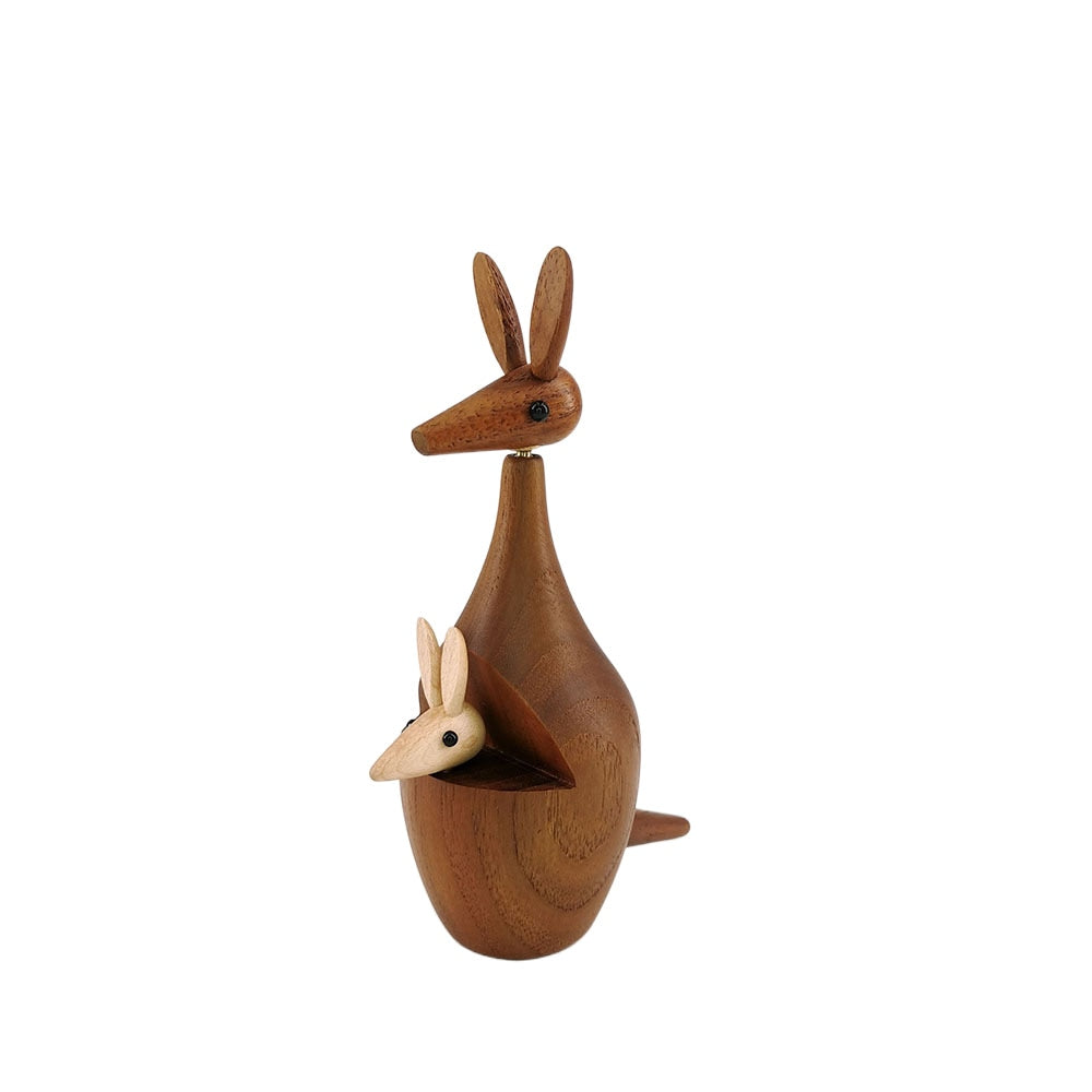 Playful Kangaroo Wooden Figure - Nordic and Playful Decor