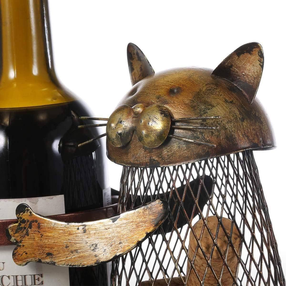 Purr-fect Wine Storage - Cat Wine Bottle and Cork HolderRack - Whimsical and Personalized Wine Accessory