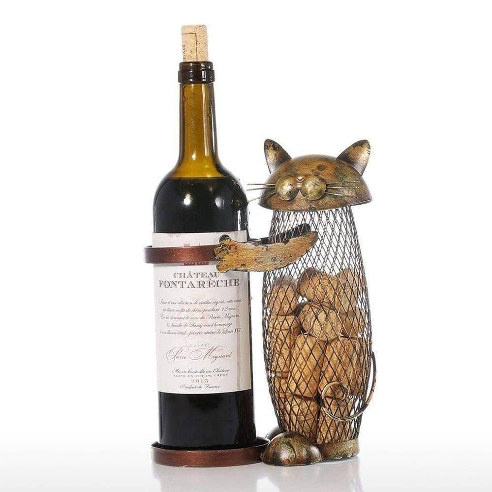 Purr-fect Wine Storage - Cat Wine Bottle and Cork HolderRack - Whimsical and Personalized Wine Accessory