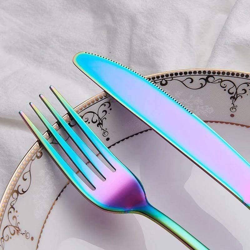Rainbow Dining Cutlery Set: Colorful and Vibrant Fork & Knife Flatware