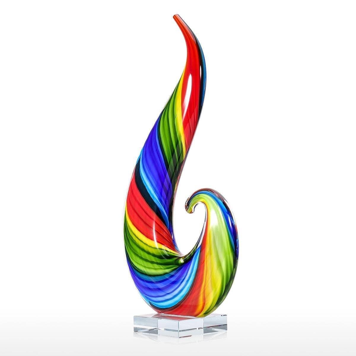 Rainbow Hand Blown Glass Sculpture - Mesmerizing Decor
