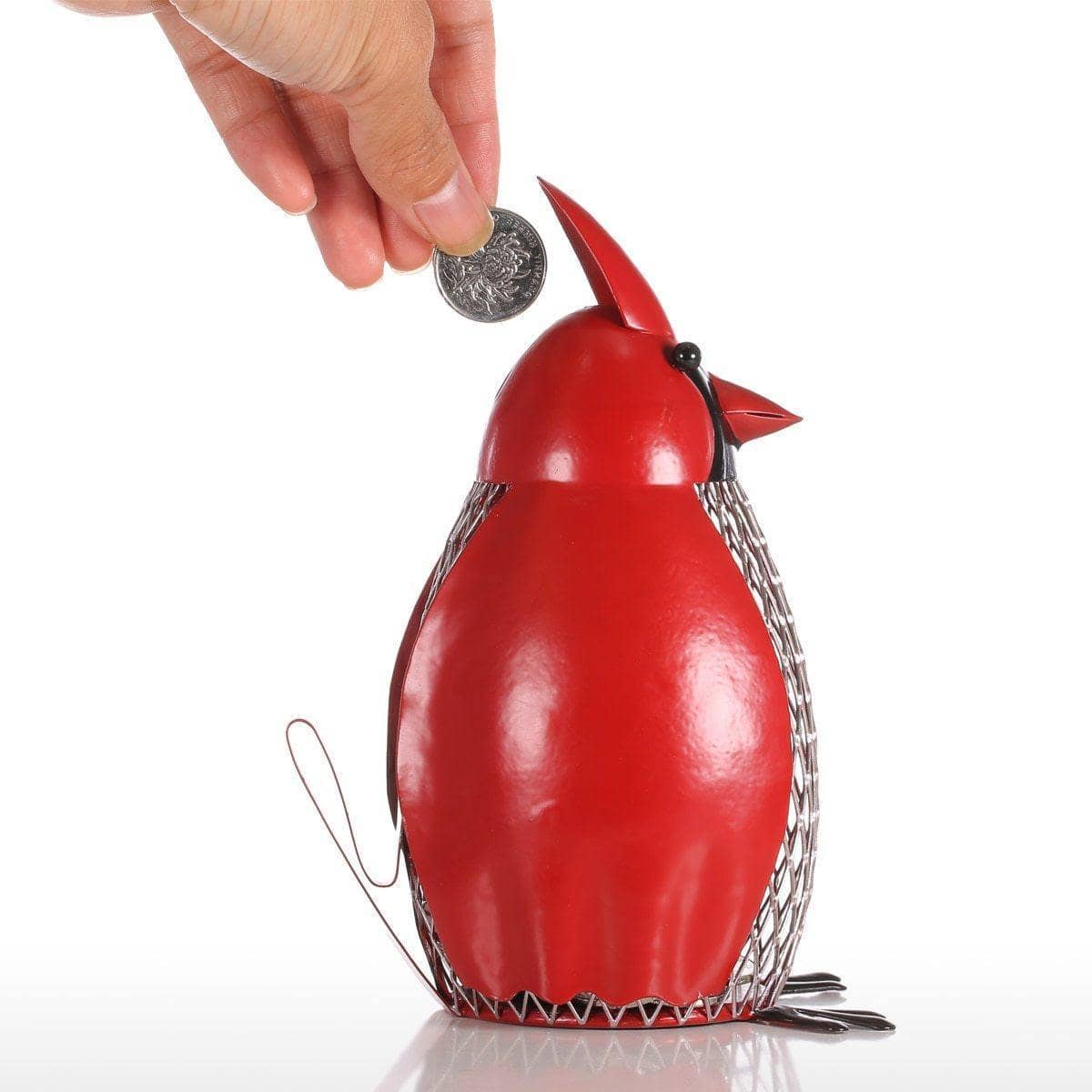 Red Clothes Bird Iron Piggy Bank - Charming Quirk